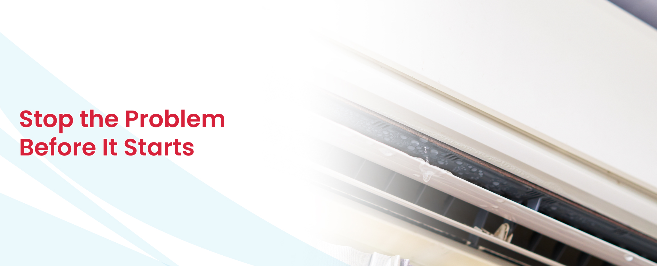 Air conditioner indoor coil and drain pan illustrating preventative maintenance to stop leaks.